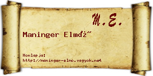 Maninger Elmó névjegykártya